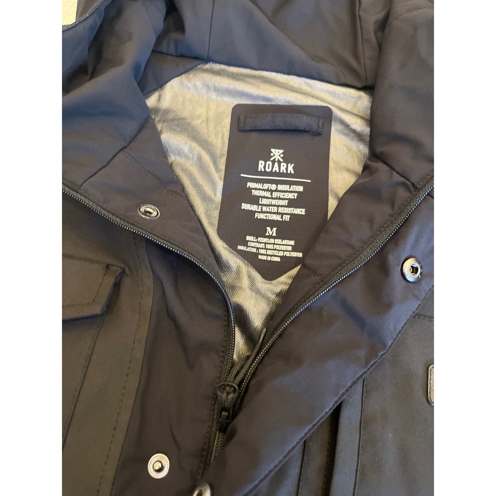 Roark Mens Primaloft Insulated Water Resistant Hooded Jacket Black Medium
